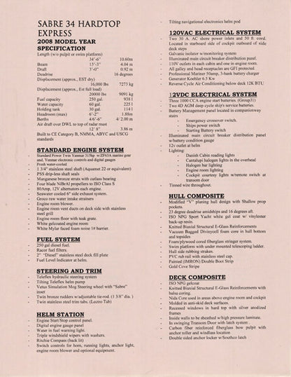 Sabreline 34 Express Hardtop Brochure