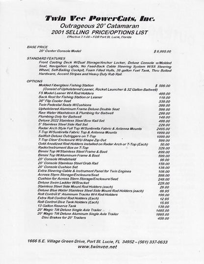 Twin Vee Outrageous 20 Brochure