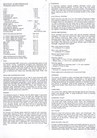 Nauticat 38 Specification Brochure