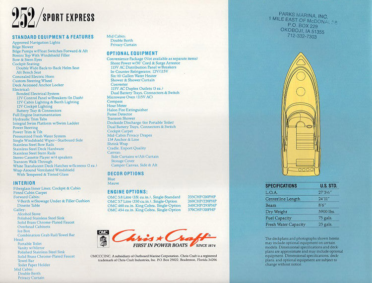 Chris Craft 252 Sport Express Brochure