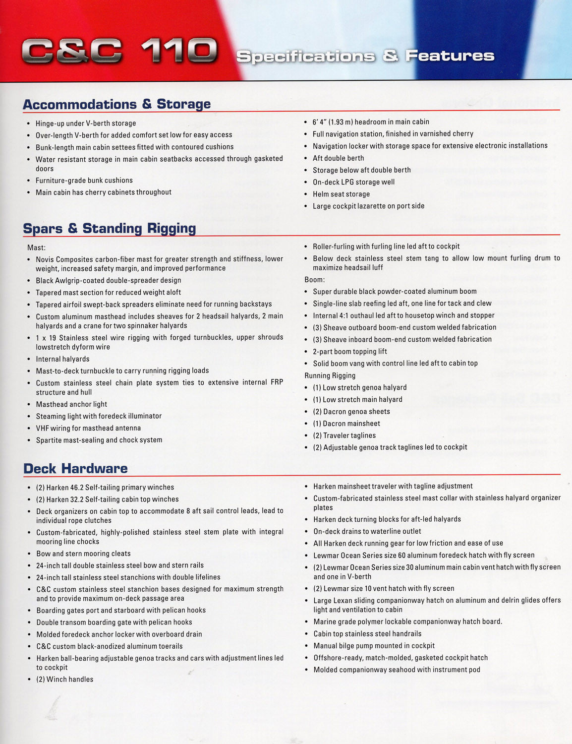 C&C 110 Specification Brochure - 2006