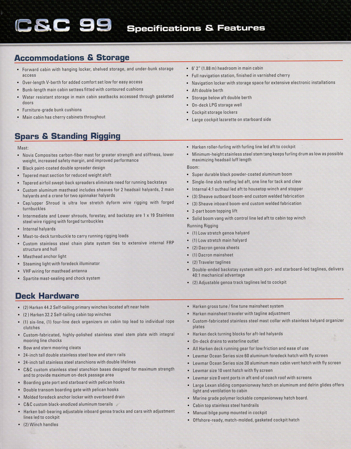 C&C 99 Specification Brochure - 2008