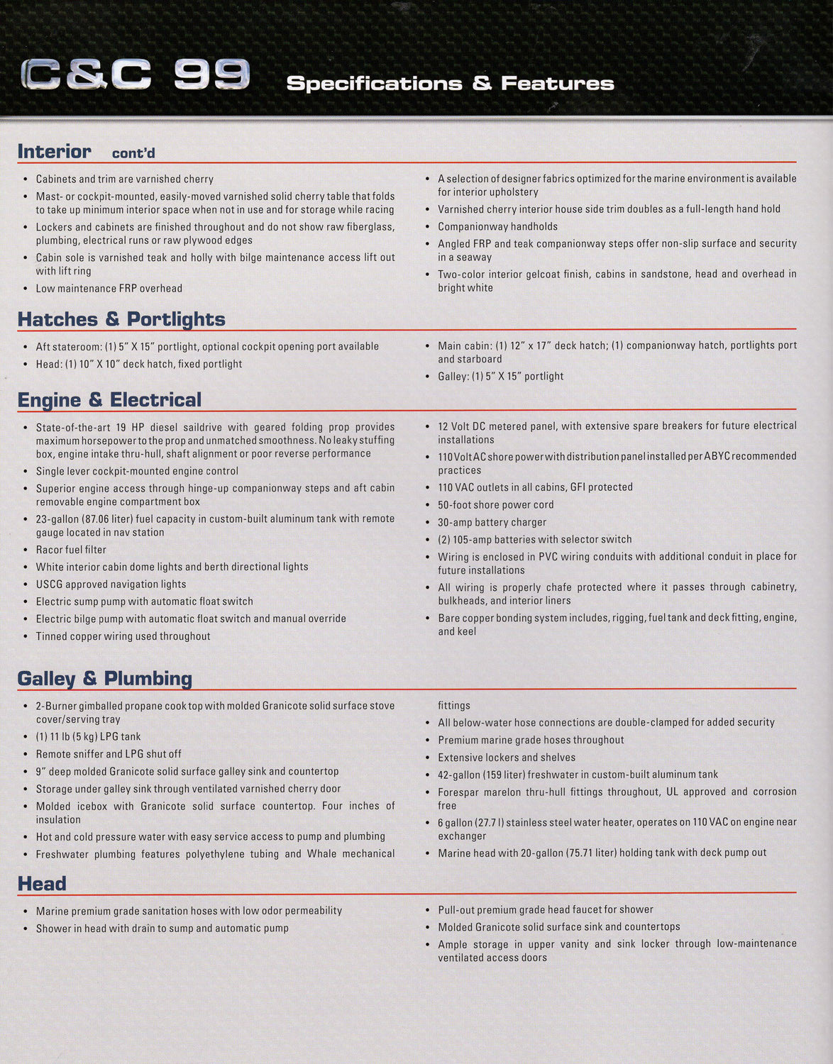 C&C 99 Specification Brochure - 2008