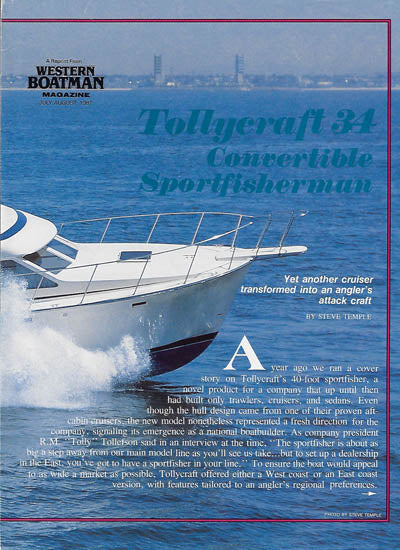 Tollycraft 34 Sport Sedan Western Boatman Magazine Reprint Brochure