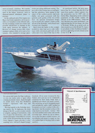 Tollycraft 34 Sport Sedan Western Boatman Magazine Reprint Brochure