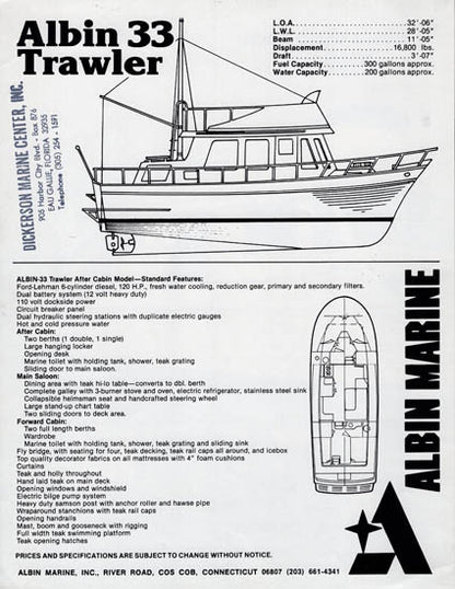 Albin 33 Trawler Brochure