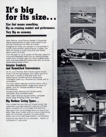 Albin 33 Trawler Brochure