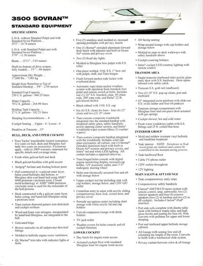 Tiara 3500 Sovran Specification Brochure