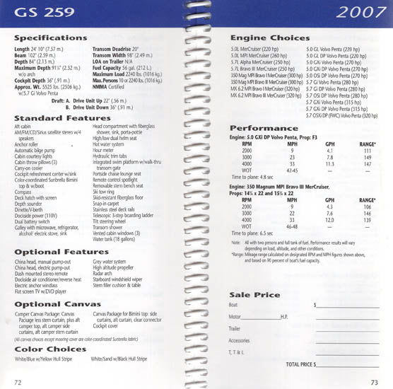 Glastron 2007 Salesman Fact Book