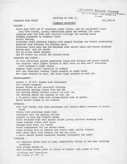 Columbia 29 Mark II Brochure Package