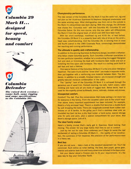 Columbia 29 Mark II Brochure Package
