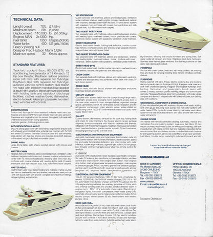 Uniesse 70 Motor Yacht Specification Brochure