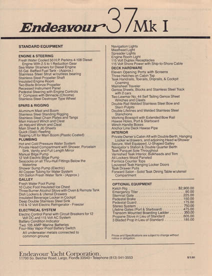 Endeavour 37 Brochure