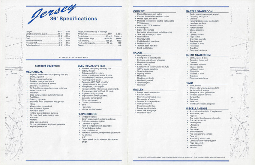 Jersey 36 Convertible Specification  Brochure