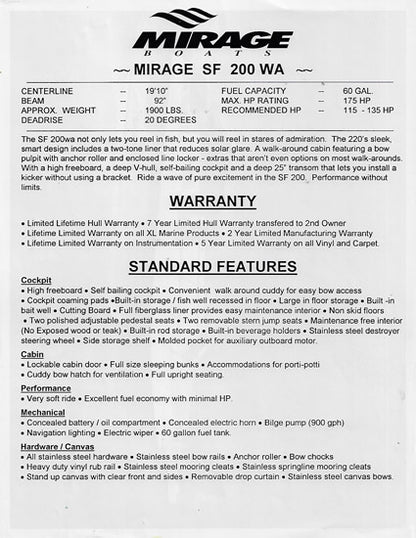 Mirage Sport Fish 200WA Brochure