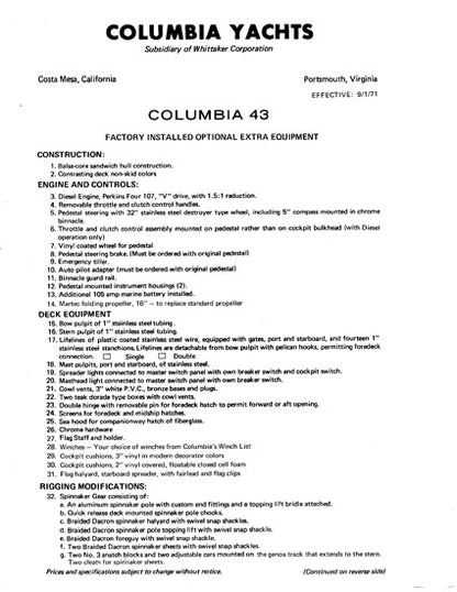 Columbia 43 Brochure