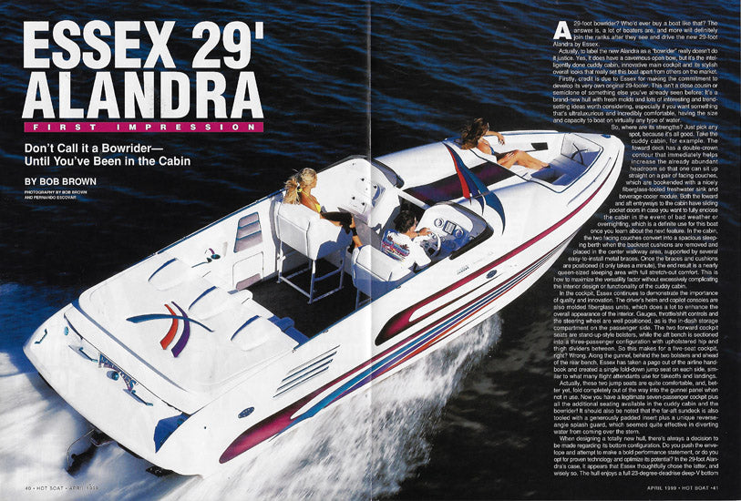 Essex 29 Alandra Hotboat Magazine Reprint Brochure