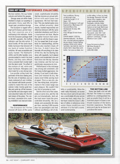 Essex 22 Vortex Hotboat Magazine Reprint Brochure