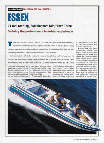 Essex 21 Sterling Hotboat Magazine Reprint Brochure