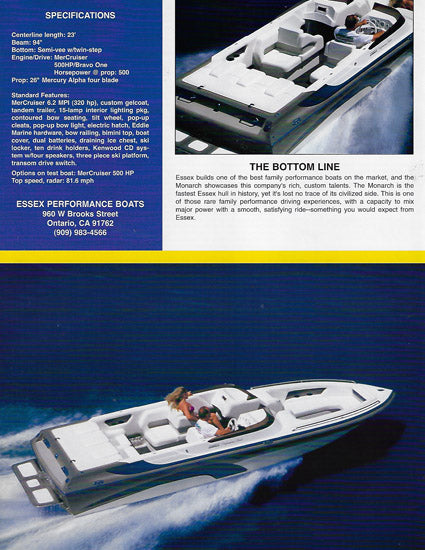 Essex 23 Monarch Hot Boat Brochure