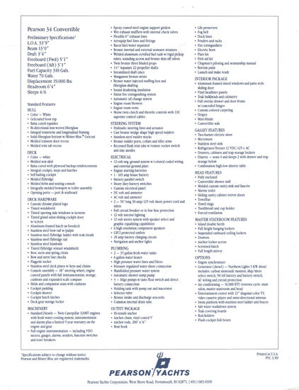 Pearson 34 Convertible Preliminary Brochure