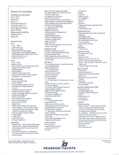 Pearson 34 Convertible Preliminary Brochure