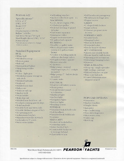 Pearson 422 Brochure