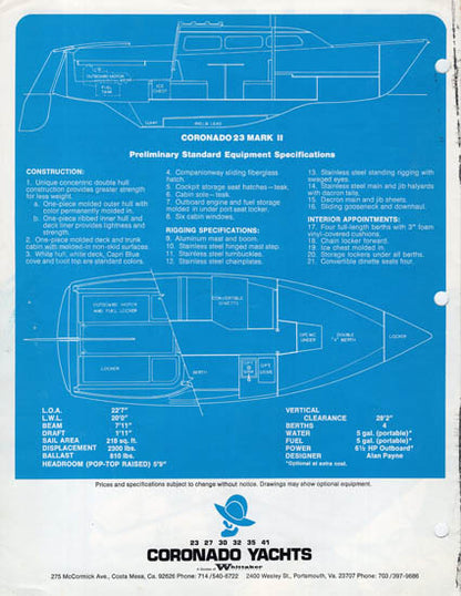 Coronado 23 Mark II Brochure