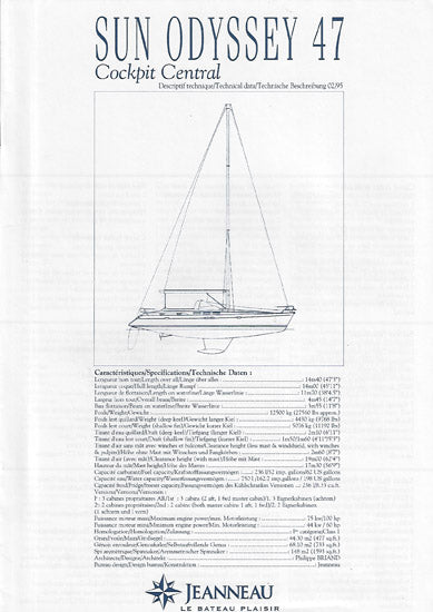 Jeanneau Sun Odyssey 47 Cockpit Central Specification Brochure