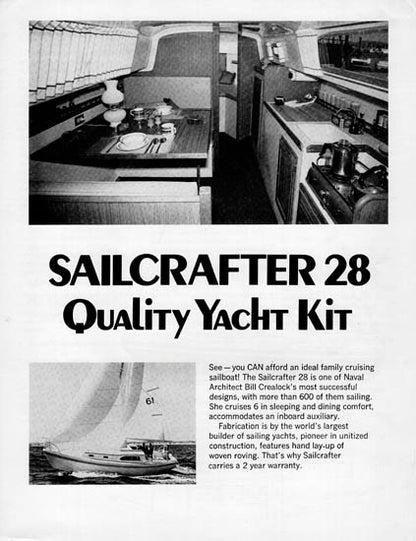 Columbia Sailcrafter 28 Brochure / Price List