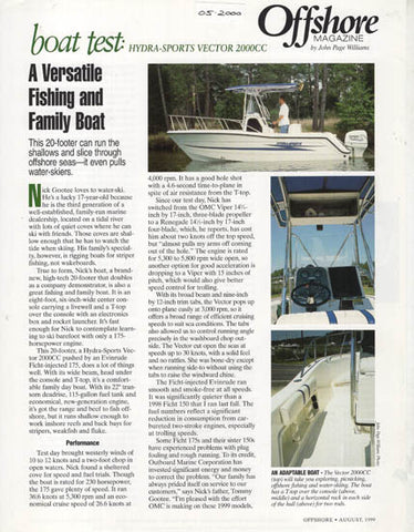 Hydra Sports Vector 2000 Offshore Magazine Reprint Brochure