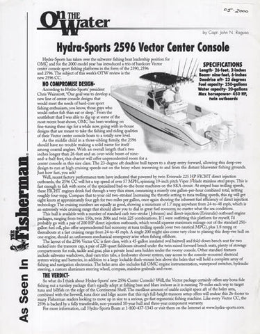 Hydra Sports Vector 2500 The Fisherman Magazine Reprint Brochure