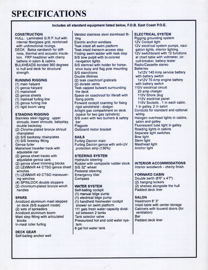 Beneteau Oceanis 36 Center Cockpit Specification Brochure