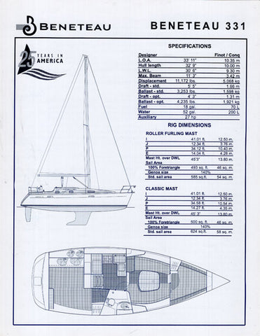 Beneteau 331 Specification Brochure