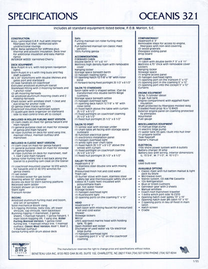 Beneteau Oceanis 321 Specification Brochure