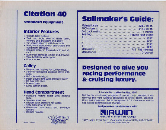 Irwin Citation 40 Brochure