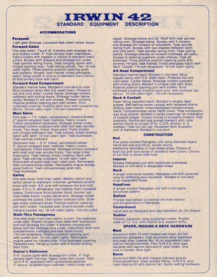 Irwin 42 Brochure & Price List