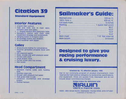 Irwin Citation 39 Brochure