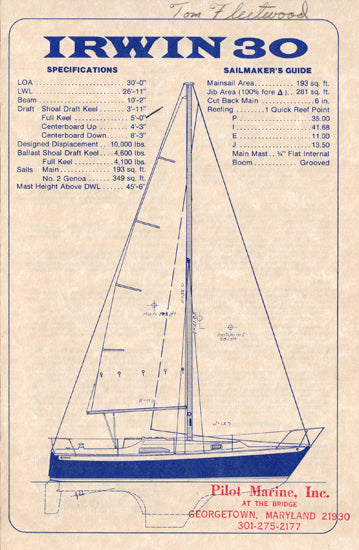 Irwin 30 Brochure & Price List