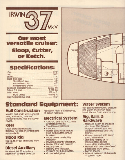 Irwin 37 Mark V Specification Brochure