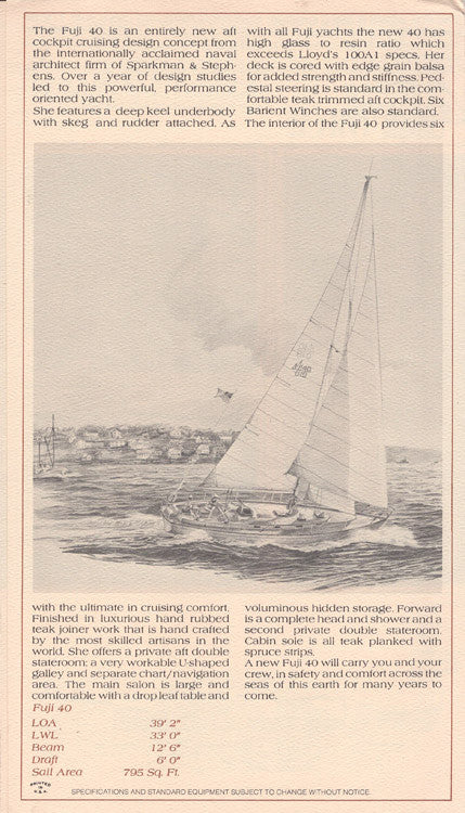 Fuji Yachts Range Brochure