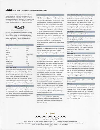 Maxum 2100SD Sport Deck Brochure