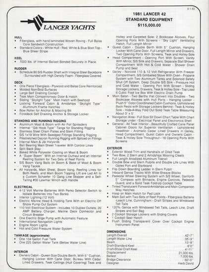 Lancer 42 Specification Brochure