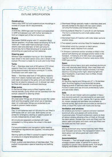 Seastream 34 Specification Brochure