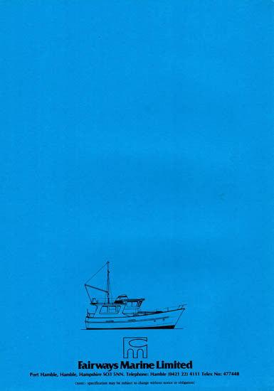 Fairways Trawlers 38 Specification Brochure