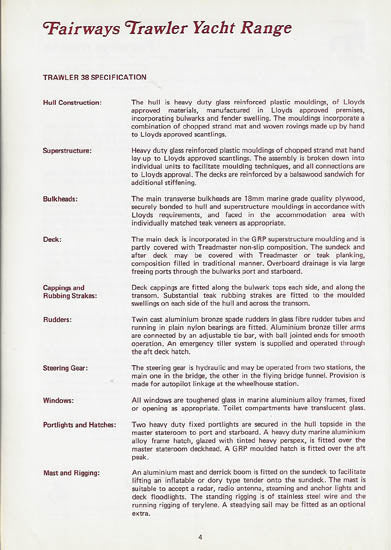 Fairways Trawlers 38 Brochure Package
