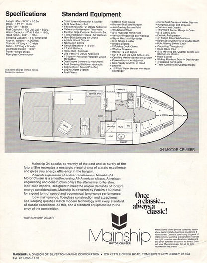 Mainship 34 Motor Cruiser / Trawler Brochure