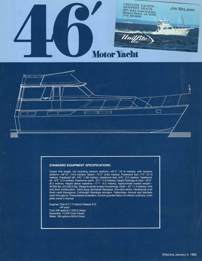 Uniflite 48 Motor Yacht Specification Brochure