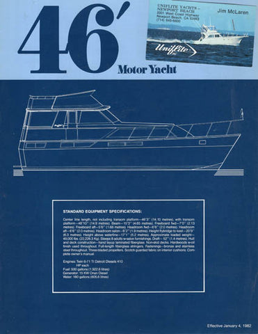 Uniflite 48 Motor Yacht Specification Brochure