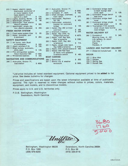 Uniflite 42 Sport Fisherman Specification Brochure